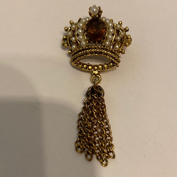 Jewelry Vintage Crown Brooch Jeweled And Pearls Poshmark